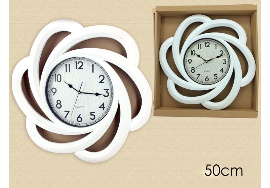 OROLOGIO BIANCO DA MURO PARETE AL QUARZO QUARTZ 50 CM CLOCK WALL 638303